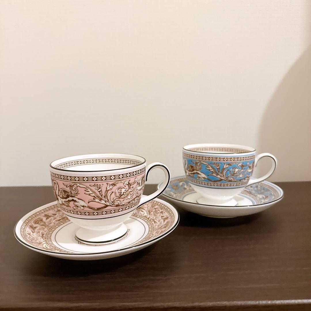 【パンジー】フロレンティーン・ターコイズ・ピンク　ジノリ　中プレート　２枚