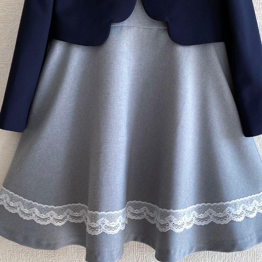 清楚 ネイビー×グレー＊120 入学 卒園⋈女の子 フォーマル アンサンブル