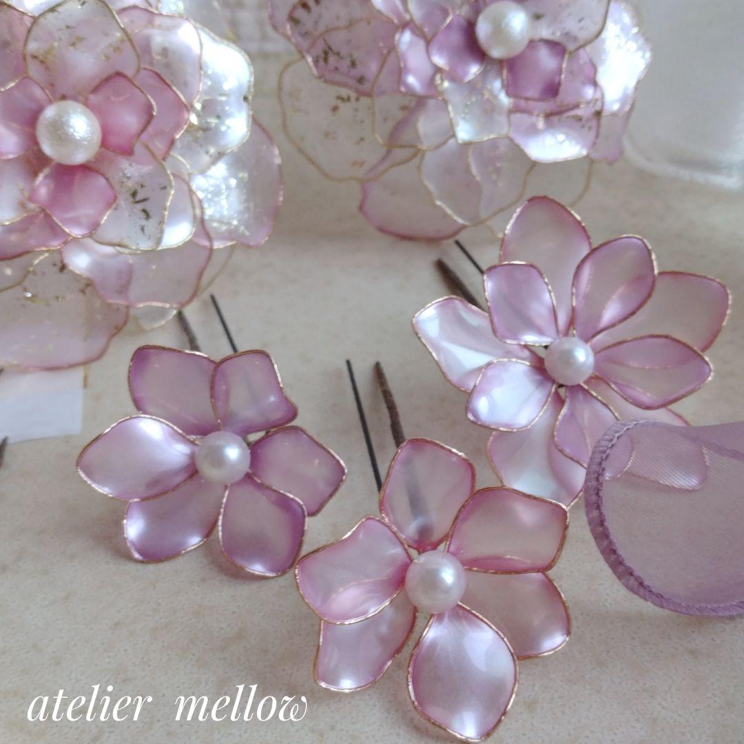 髪飾り 成人式 ピンク 紫 ホワイト アメリカンフラワー【☆☆】