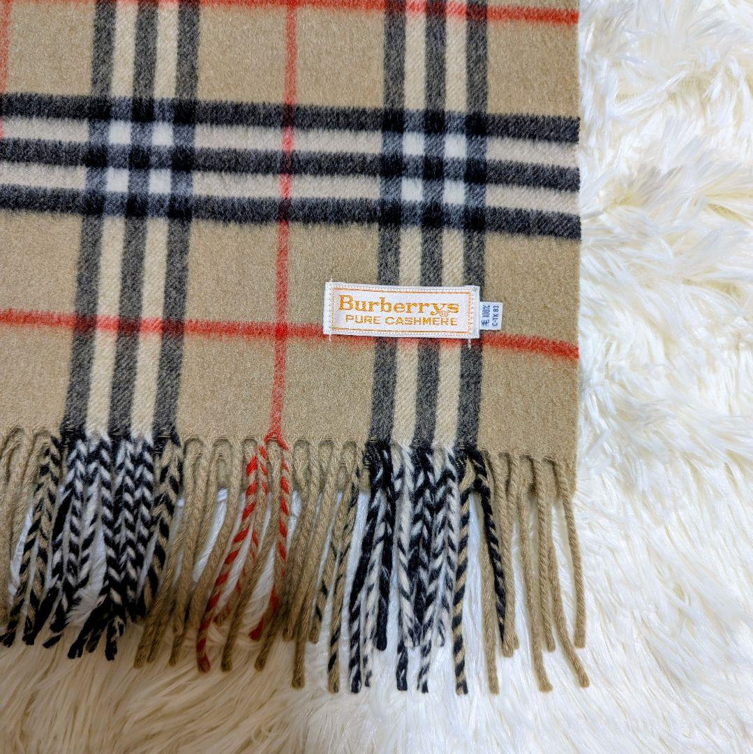 【極美品】バーバリー ノバチェック カシミヤ100% 白タグ マフラー