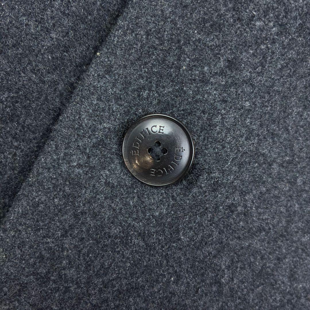 美品　エディフィス　ウールメルトン　チェスターコート　ロング丈　L　グレー