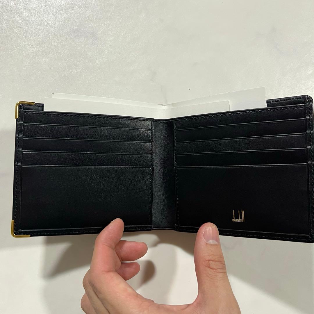 ほぼ未使用 ダンヒル 折り財布 ブラック 黒 レザー 本革 箱 保存袋付