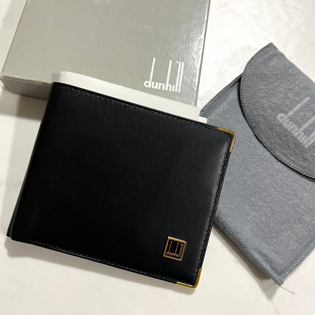 ほぼ未使用 ダンヒル 折り財布 ブラック 黒 レザー 本革 箱 保存袋付