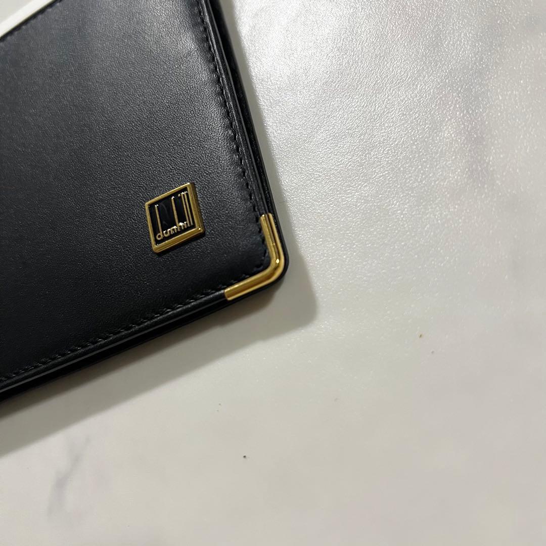 ほぼ未使用 ダンヒル 折り財布 ブラック 黒 レザー 本革 箱 保存袋付