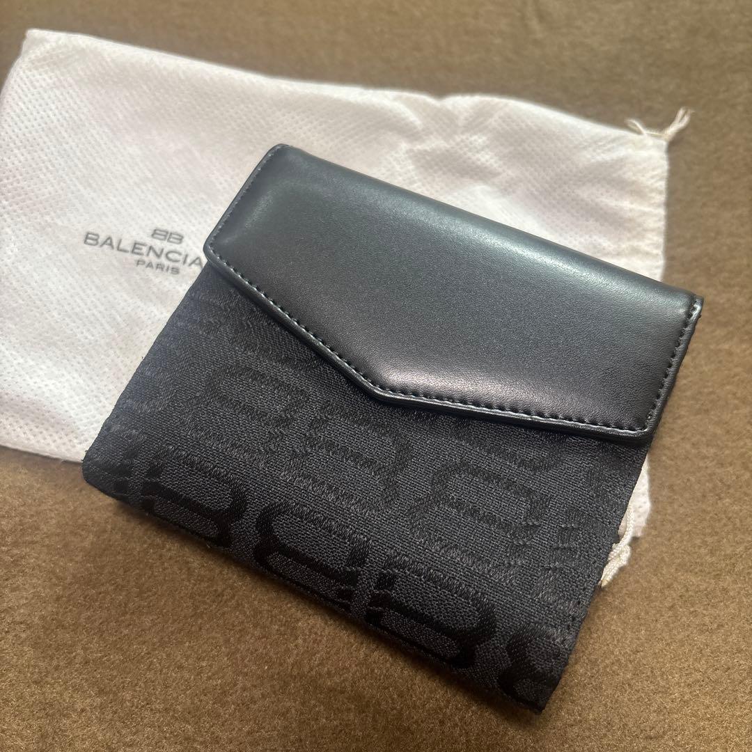 【新品】BALENCIAGA　バレンシアガ 二つ折り財布レザーキャンバス