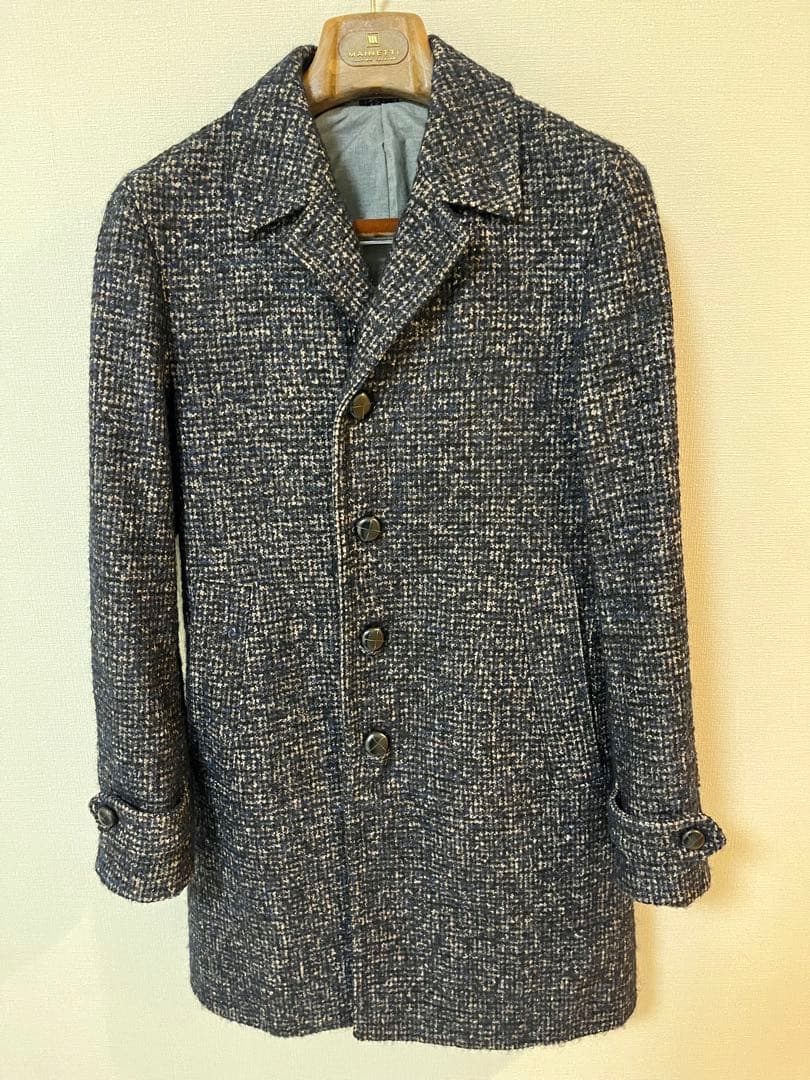 HEVO イタリア製 ツイード調 ウールコート 44