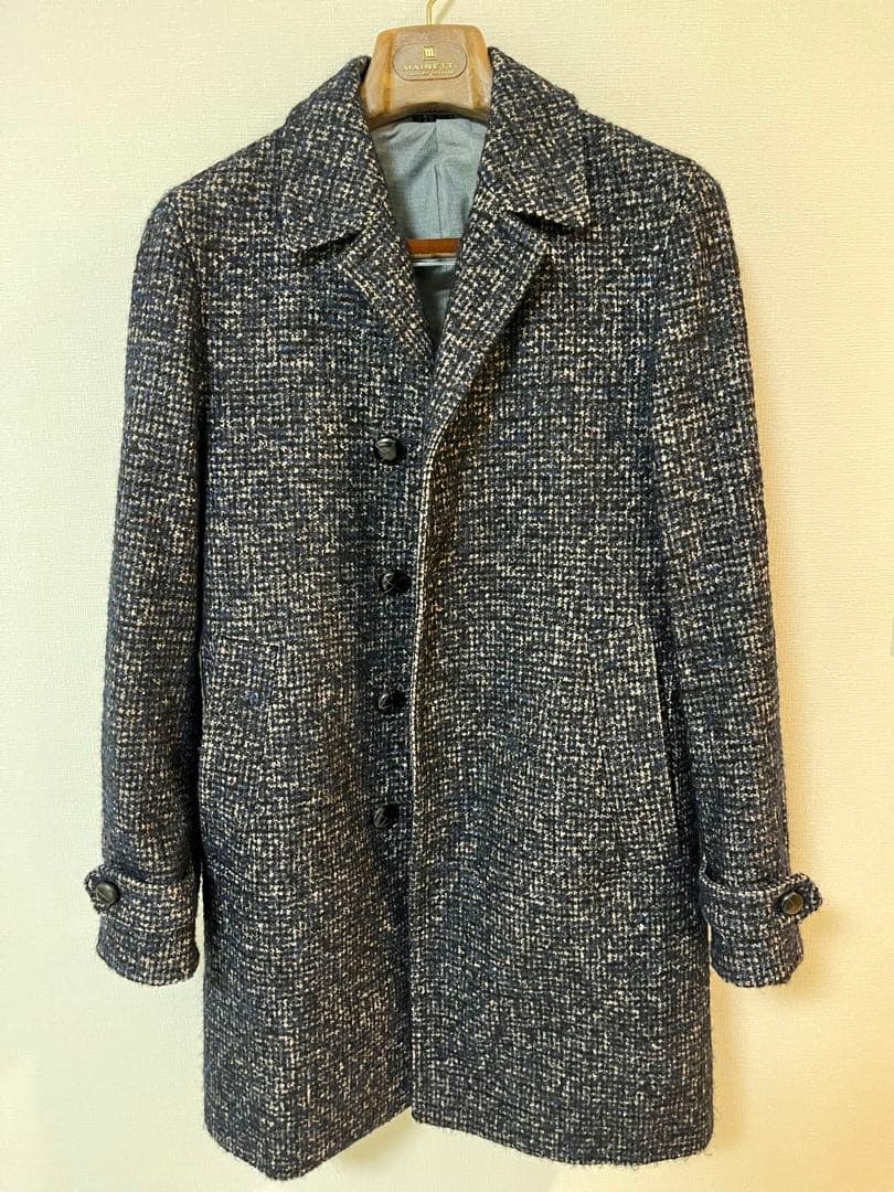 HEVO イタリア製 ツイード調 ウールコート 44