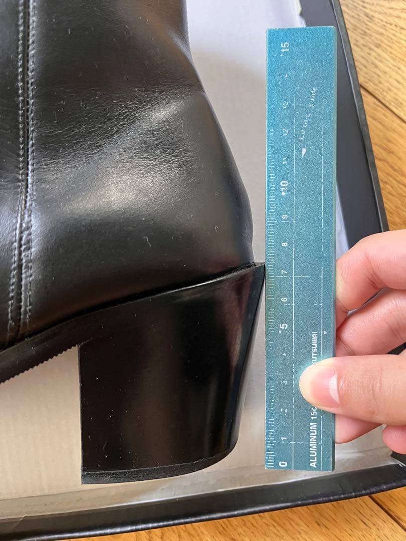 Lui's ブラックレザー ヒールブーツ 41サイズ