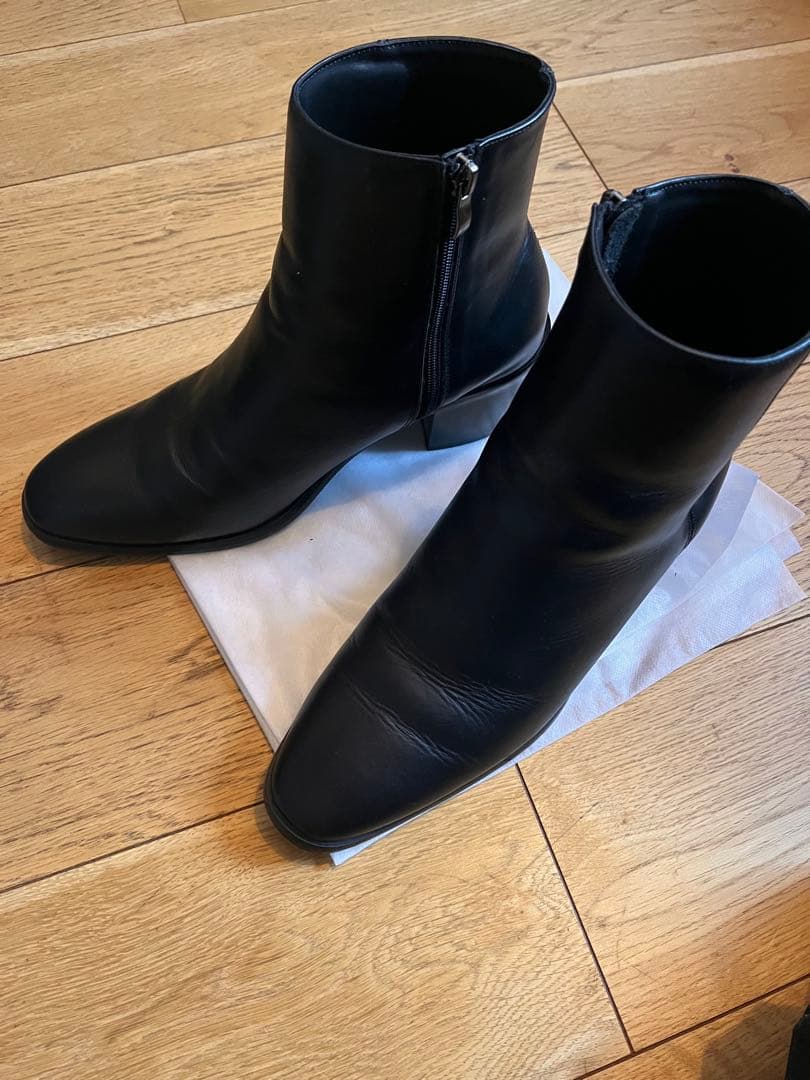 Lui's ブラックレザー ヒールブーツ 41サイズ