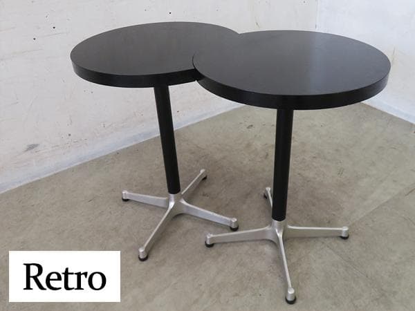 昭和レトロ■喫茶店■モダン■サイドテーブル2台セット■2連■ヴィンテージ■黒