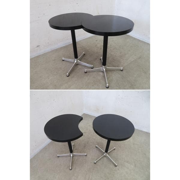 昭和レトロ■喫茶店■モダン■サイドテーブル2台セット■2連■ヴィンテージ■黒