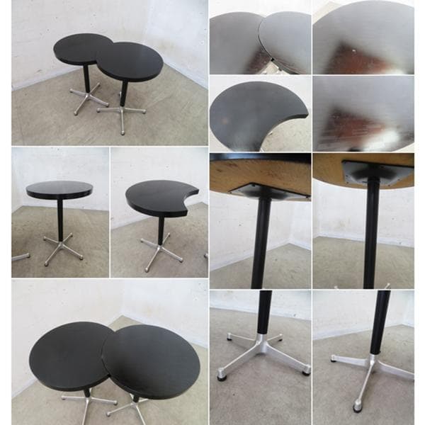 昭和レトロ■喫茶店■モダン■サイドテーブル2台セット■2連■ヴィンテージ■黒