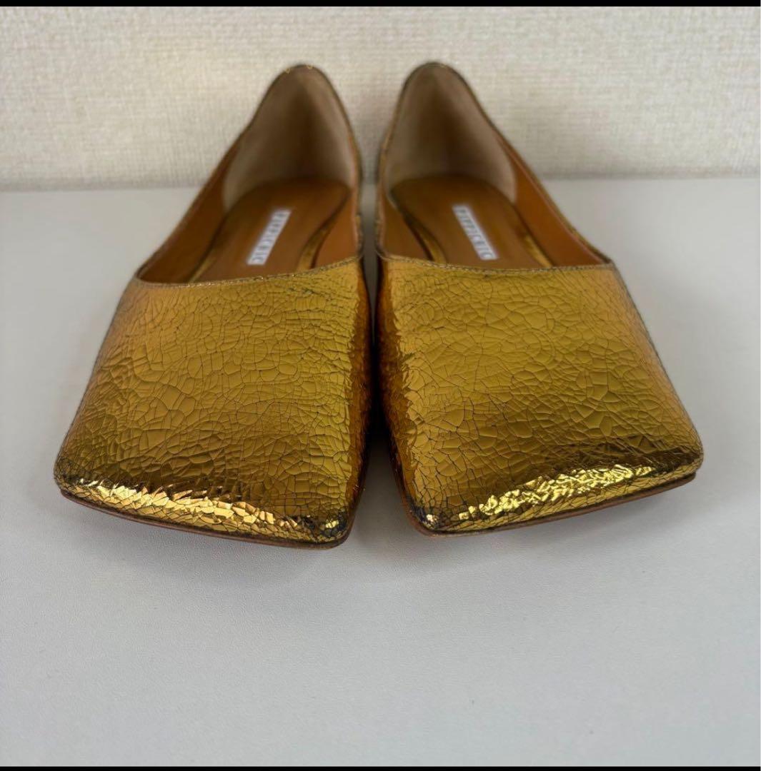 PIPPICHIC ピッピシック　38 パンプス　スクエアトゥ　金