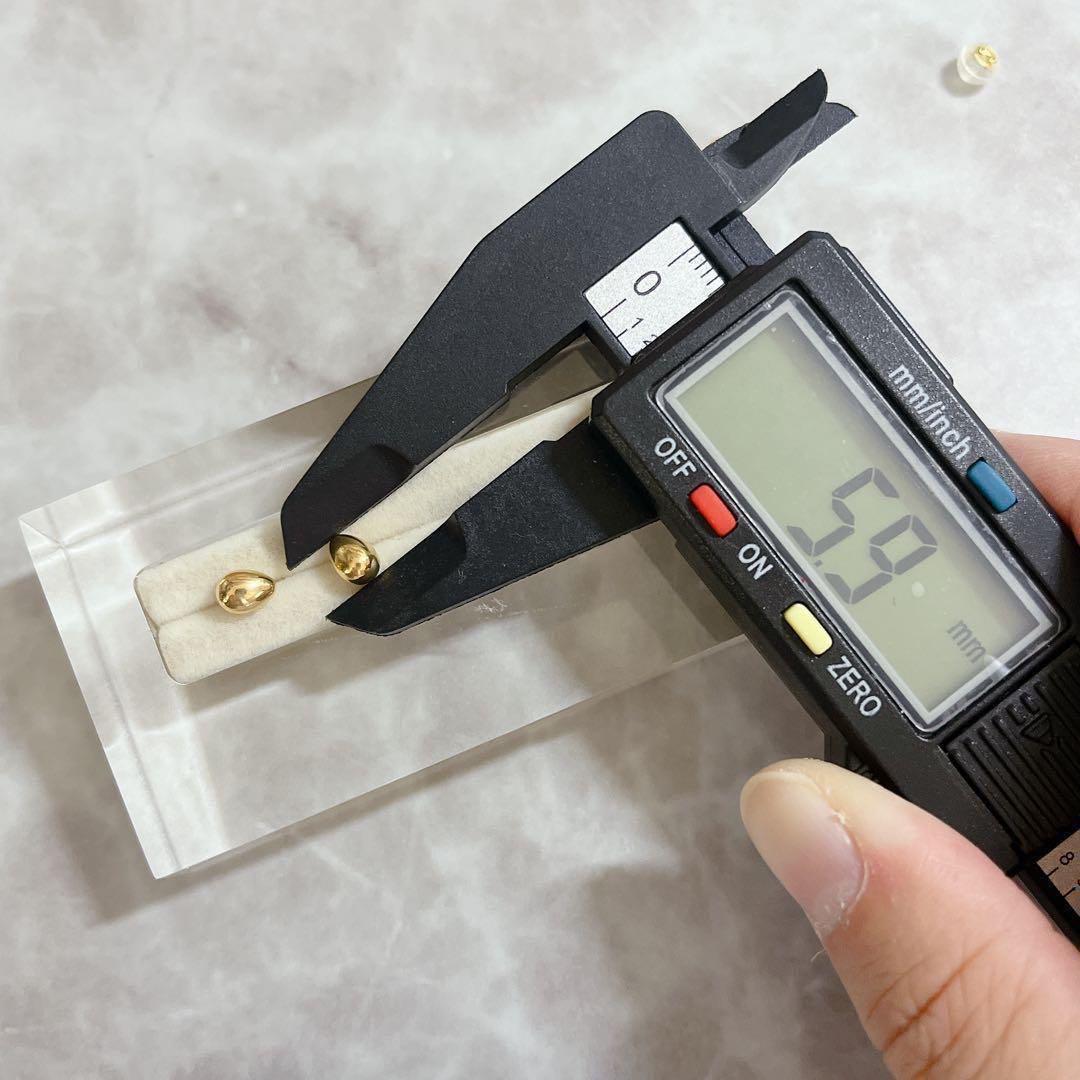 【110新品未使用】 ドロップ 大 ピアス K18 YG 18金 ピアス 刻印