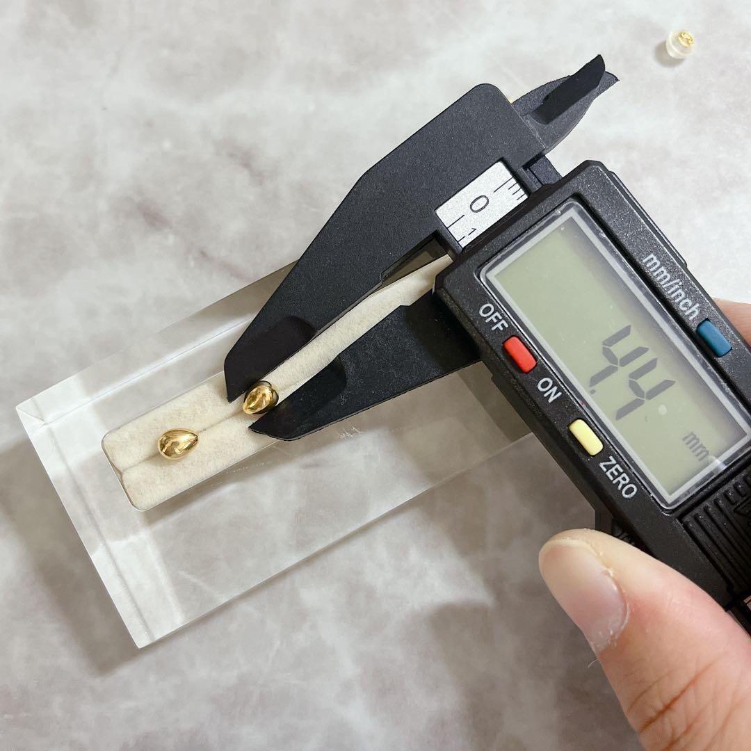 【110新品未使用】 ドロップ 大 ピアス K18 YG 18金 ピアス 刻印