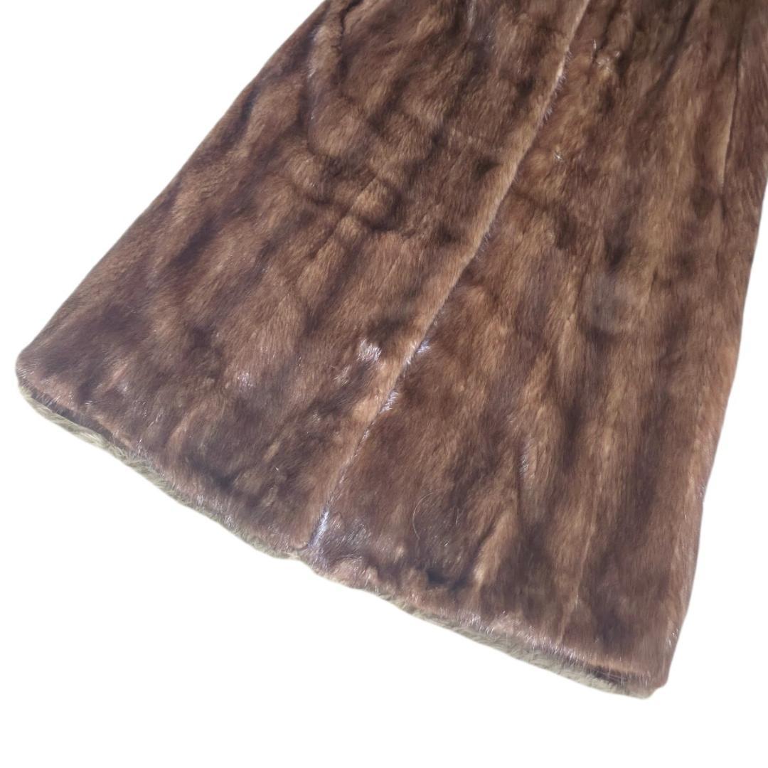 デミバフミンク ファーコート ドルマンスリーブ ブラウン 本毛皮 貂