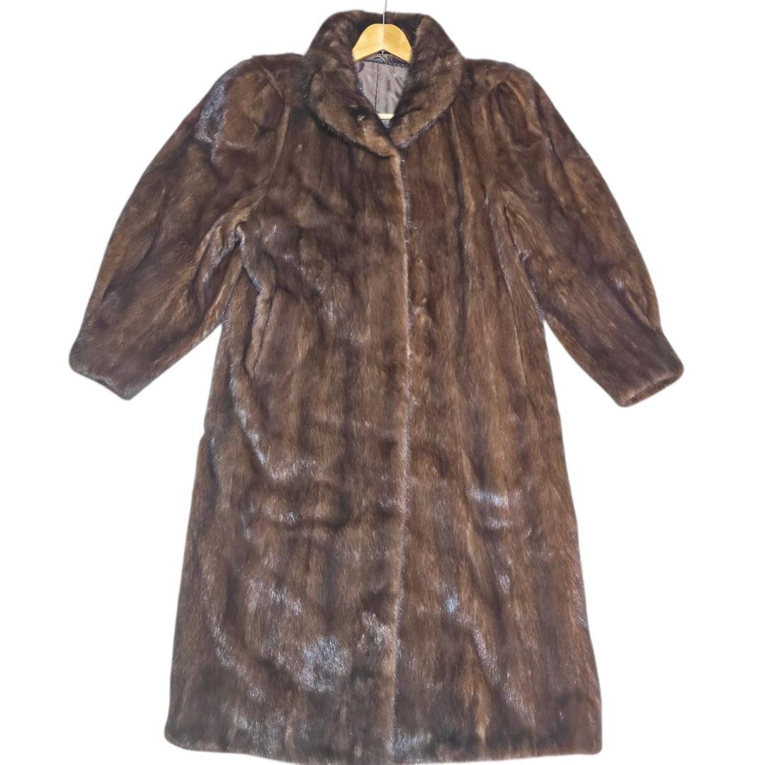 デミバフミンク ファーコート ドルマンスリーブ ブラウン 本毛皮 貂