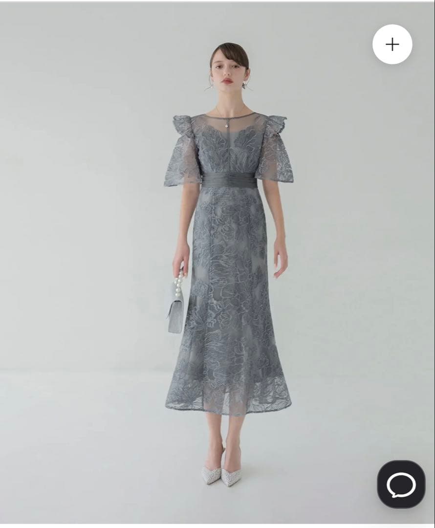 フラワーレースシアーフリルマーメイドワンピースドレス