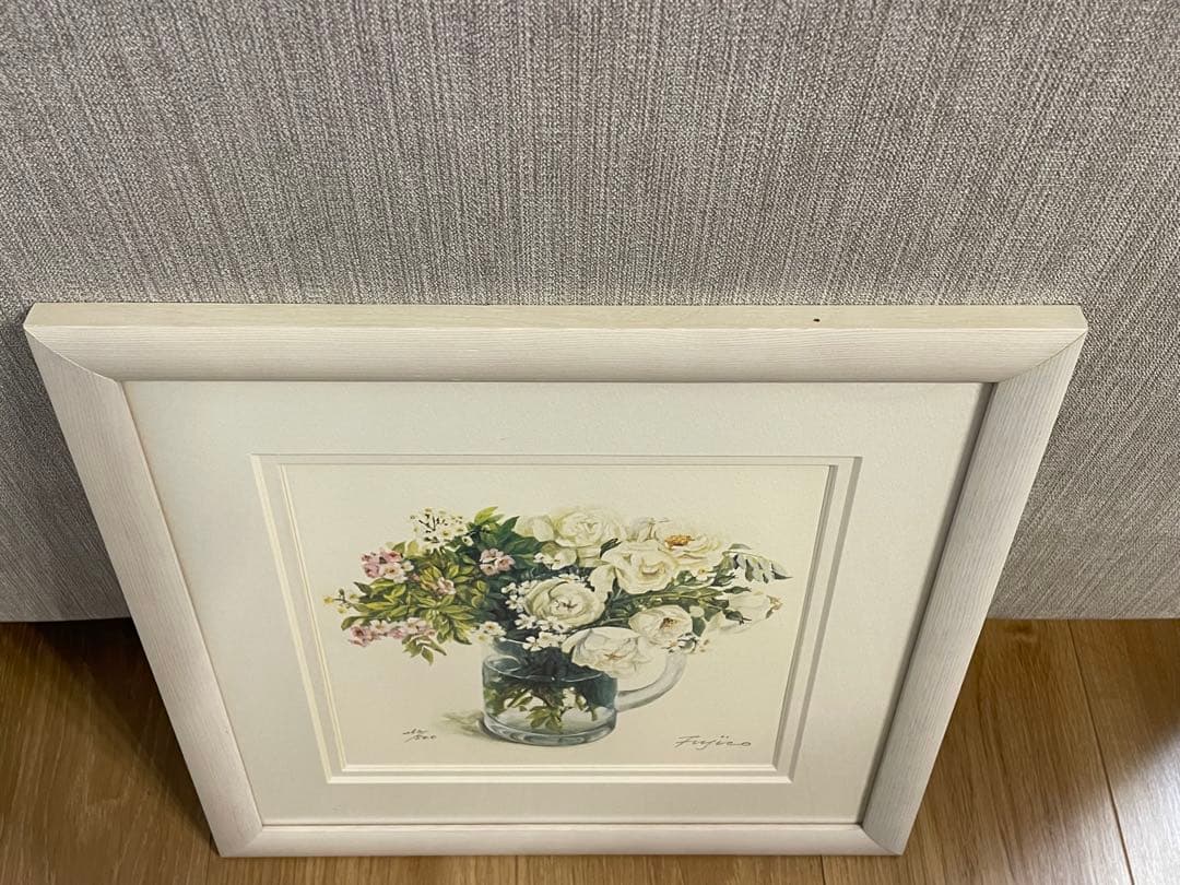 Fujino 水彩画 花瓶の花 絵画