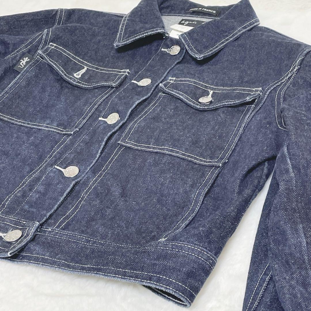 【濃紺】90s agnes b レディース デニムジャケット フランス製 2