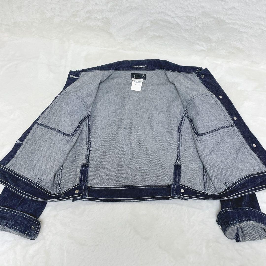 【濃紺】90s agnes b レディース デニムジャケット フランス製 2