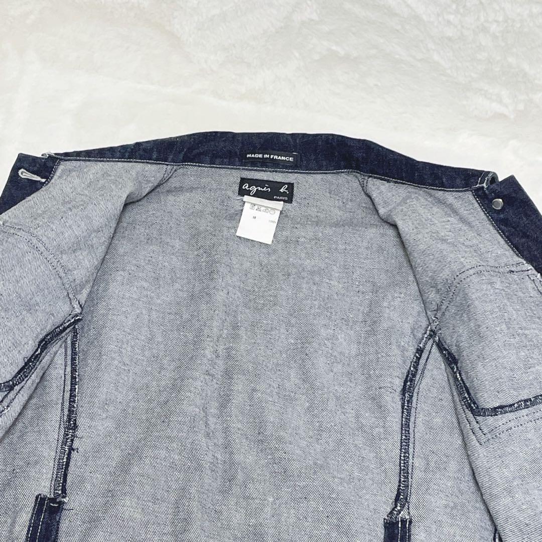 【濃紺】90s agnes b レディース デニムジャケット フランス製 2