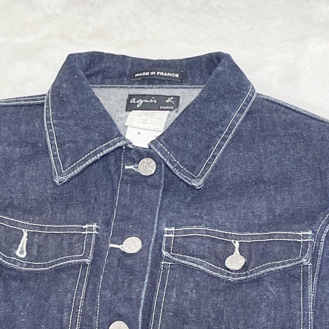 【濃紺】90s agnes b レディース デニムジャケット フランス製 2