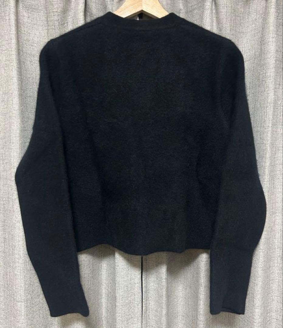 anuansアニュアンス　ラクーンブレンドノーカラーニットジャケット BLACK