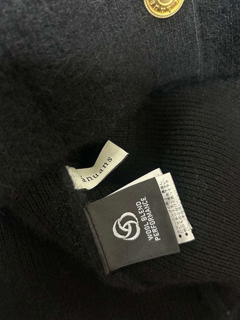 anuansアニュアンス　ラクーンブレンドノーカラーニットジャケット BLACK