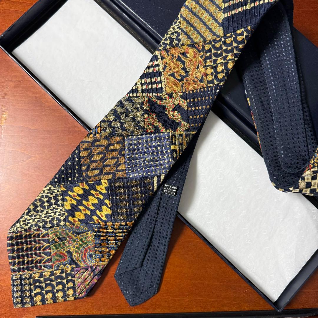 定価11万 最高級 ステファノリッチ オールド パッチワーク プリーツ ネクタイ