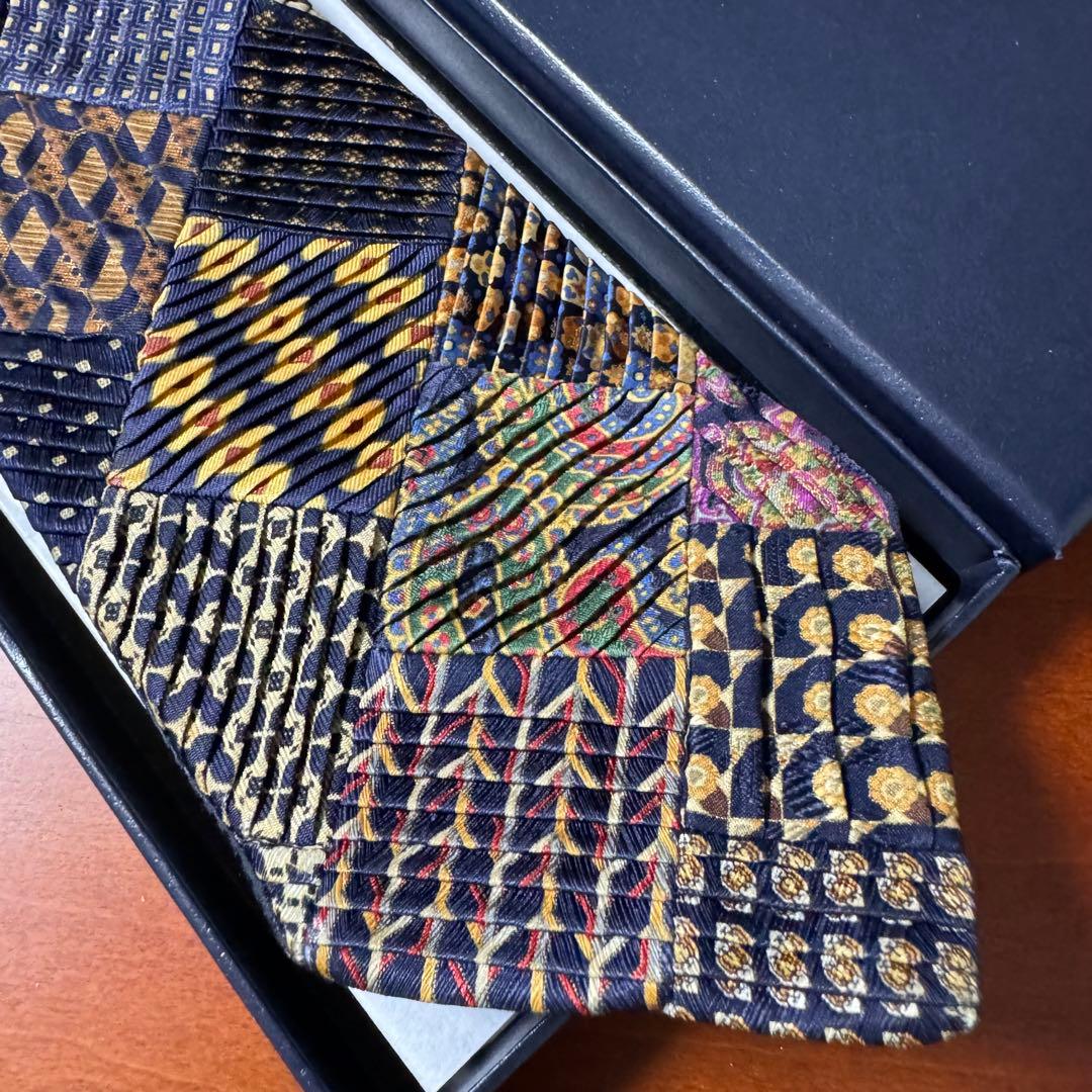 定価11万 最高級 ステファノリッチ オールド パッチワーク プリーツ ネクタイ