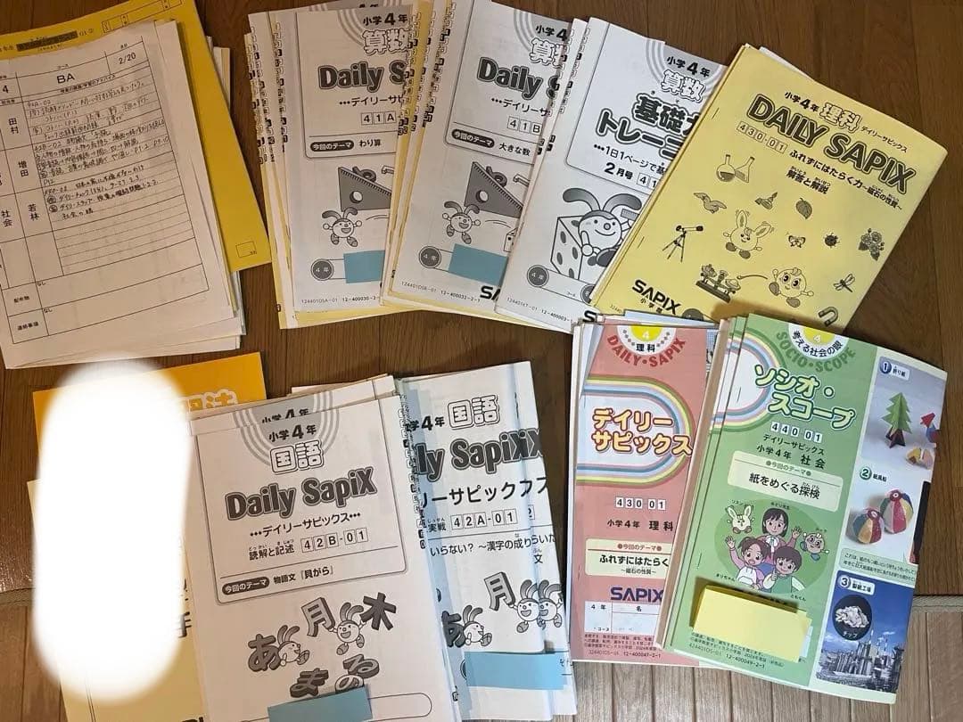 SAPIX 小学4年　国語　算数　理科　社会　デイリーサピックス