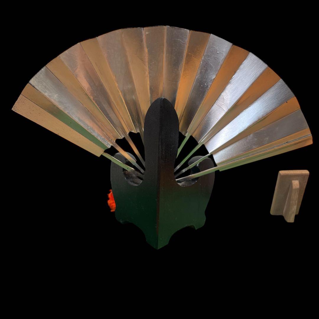 純銀　扇子　縁起物　開運！ 金松竹梅　台座つき！　風水！金運向上！厄除け！