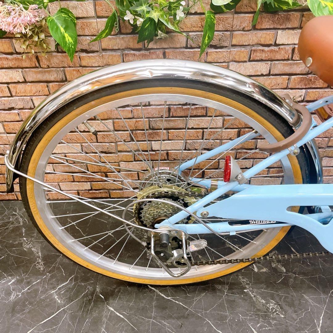 引き取り価格【14】子供用自転車 子供車 水色 22インチ 変速付き