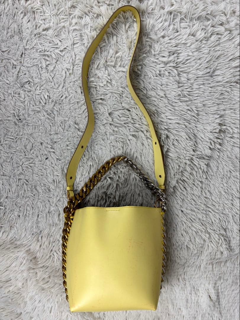 美品 ステラマッカートニー レザー ショルダーバッグ チェーン マグネット 黄