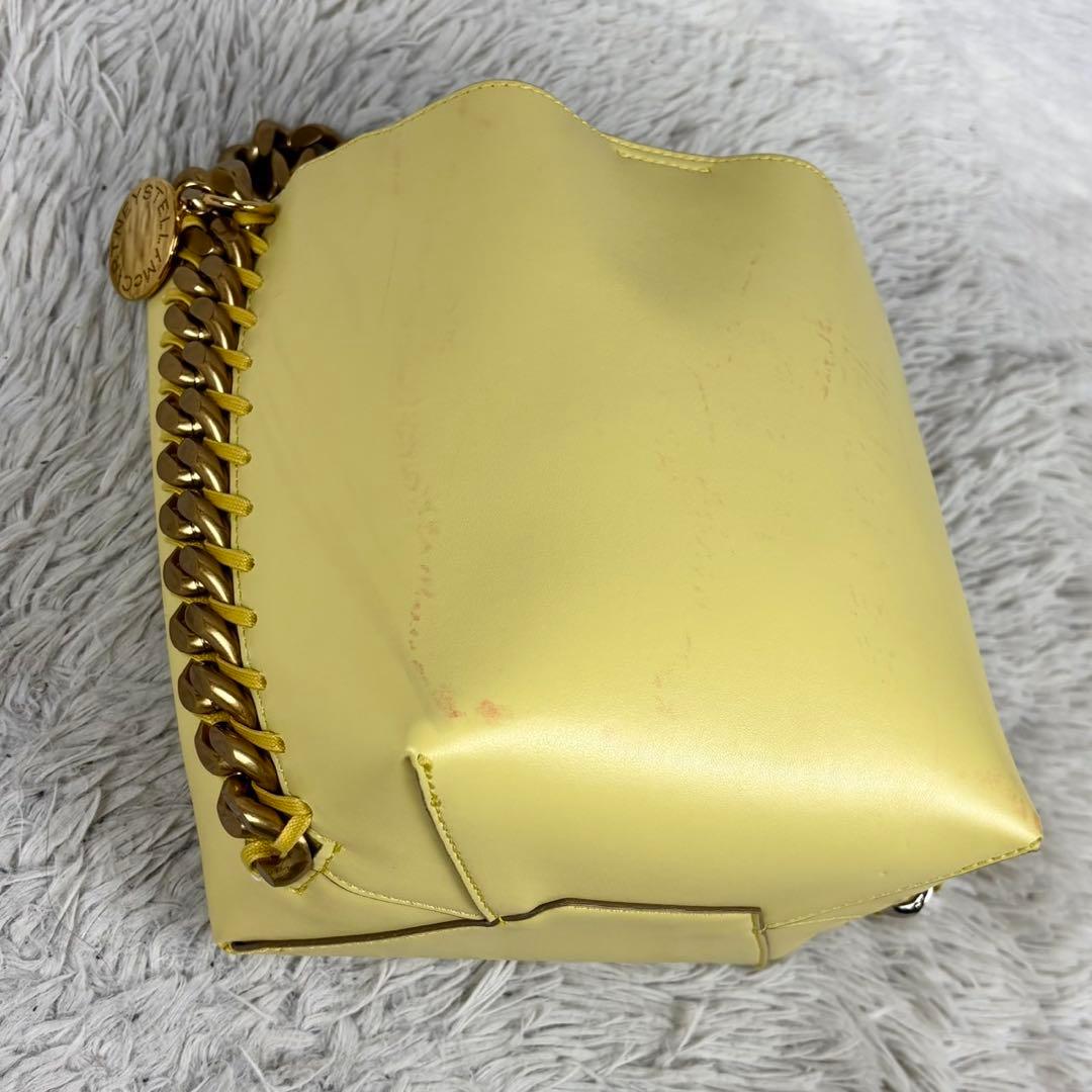 美品 ステラマッカートニー レザー ショルダーバッグ チェーン マグネット 黄