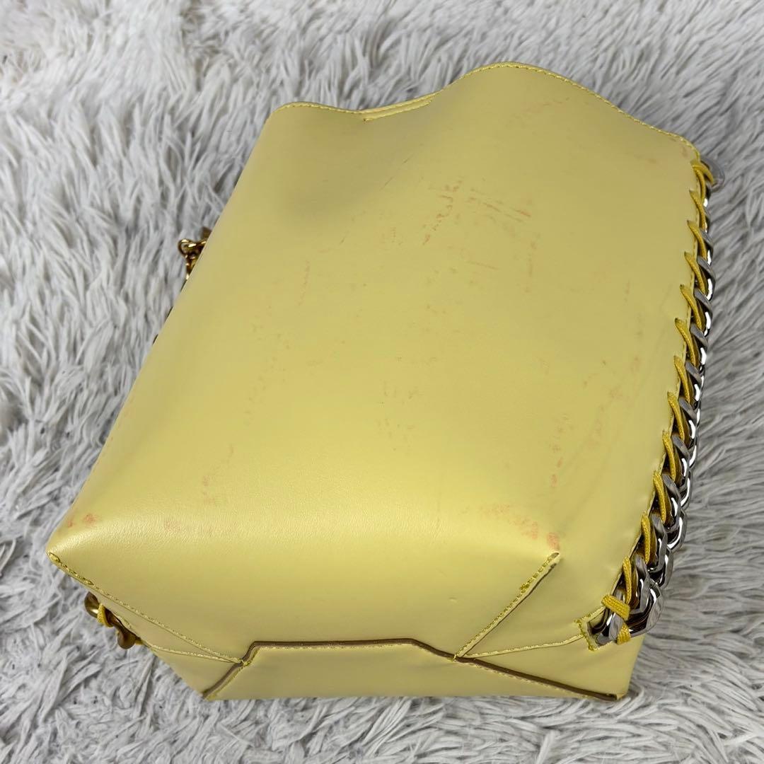 美品 ステラマッカートニー レザー ショルダーバッグ チェーン マグネット 黄