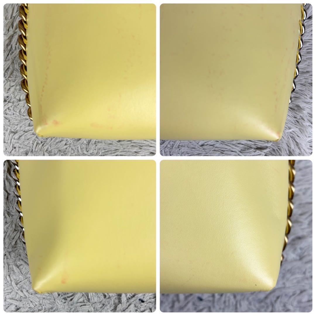 美品 ステラマッカートニー レザー ショルダーバッグ チェーン マグネット 黄