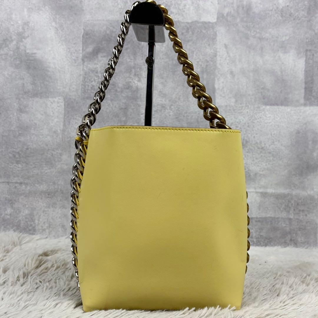 美品 ステラマッカートニー レザー ショルダーバッグ チェーン マグネット 黄