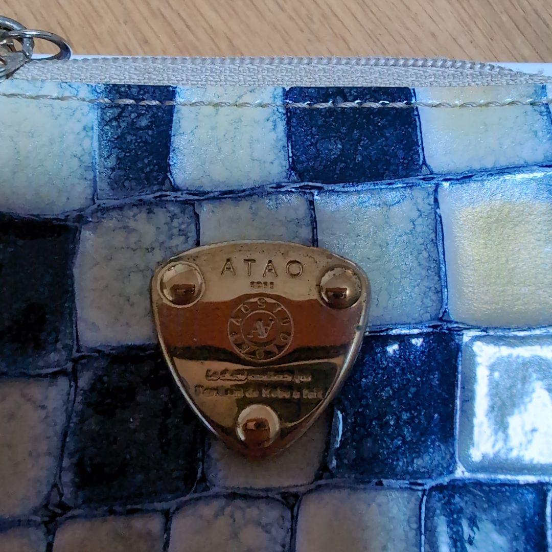 【美品】アタオ ワルツ ヴィトロ 3つ折り財布 エナメル レザー ブループリズム