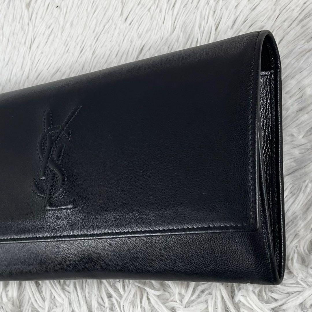 美品 イヴサンローラン レザー トートバッグ ロゴ型押し クロコ ロゴ 黒