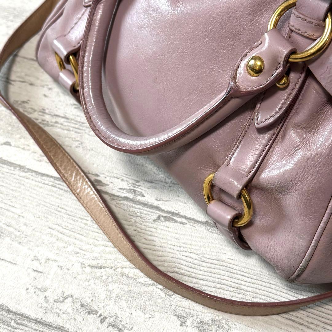 miu miu（ミュウミュウ）サイドリボン レザー 2way ショルダーバッグ♤
