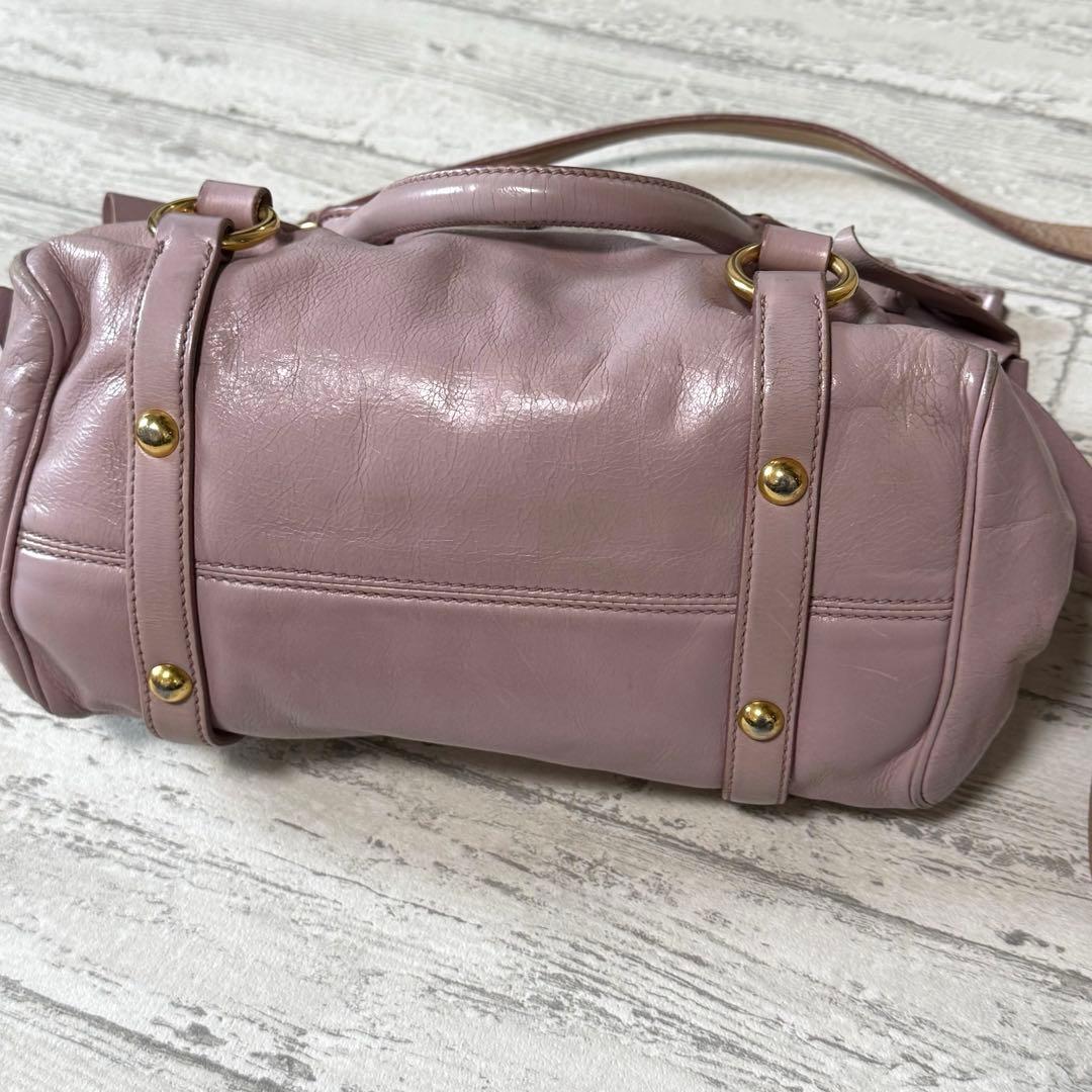 miu miu（ミュウミュウ）サイドリボン レザー 2way ショルダーバッグ♤