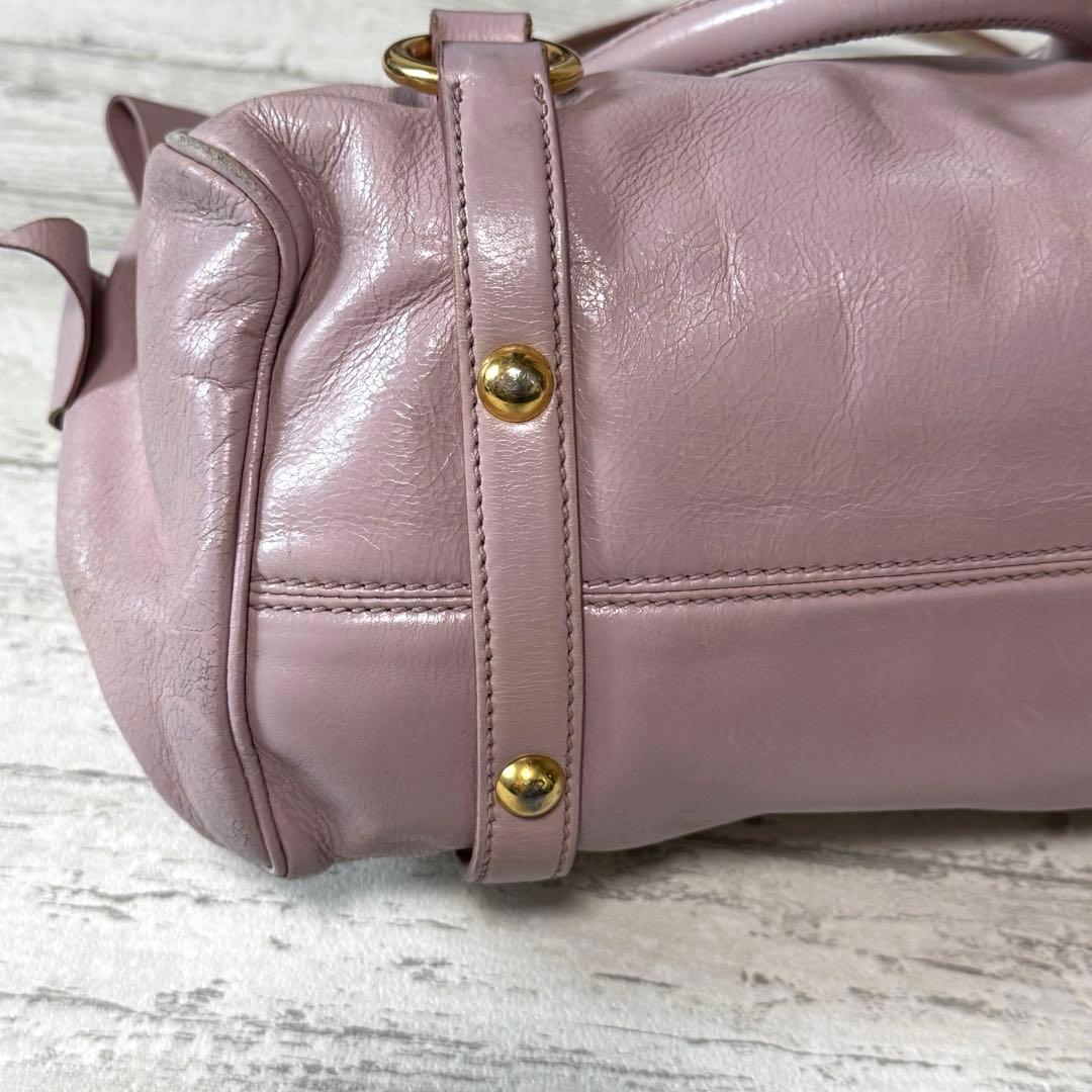 miu miu（ミュウミュウ）サイドリボン レザー 2way ショルダーバッグ♤