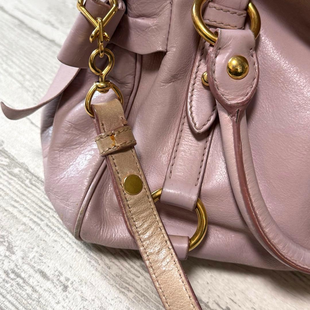 miu miu（ミュウミュウ）サイドリボン レザー 2way ショルダーバッグ♤
