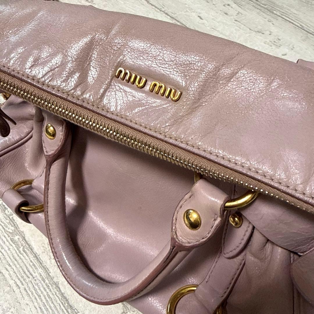 miu miu（ミュウミュウ）サイドリボン レザー 2way ショルダーバッグ♤