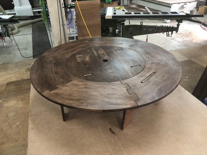 組立式ドーナツテーブル　ワックスコーティング済　ギア　ヘキサゴン　アウトドア