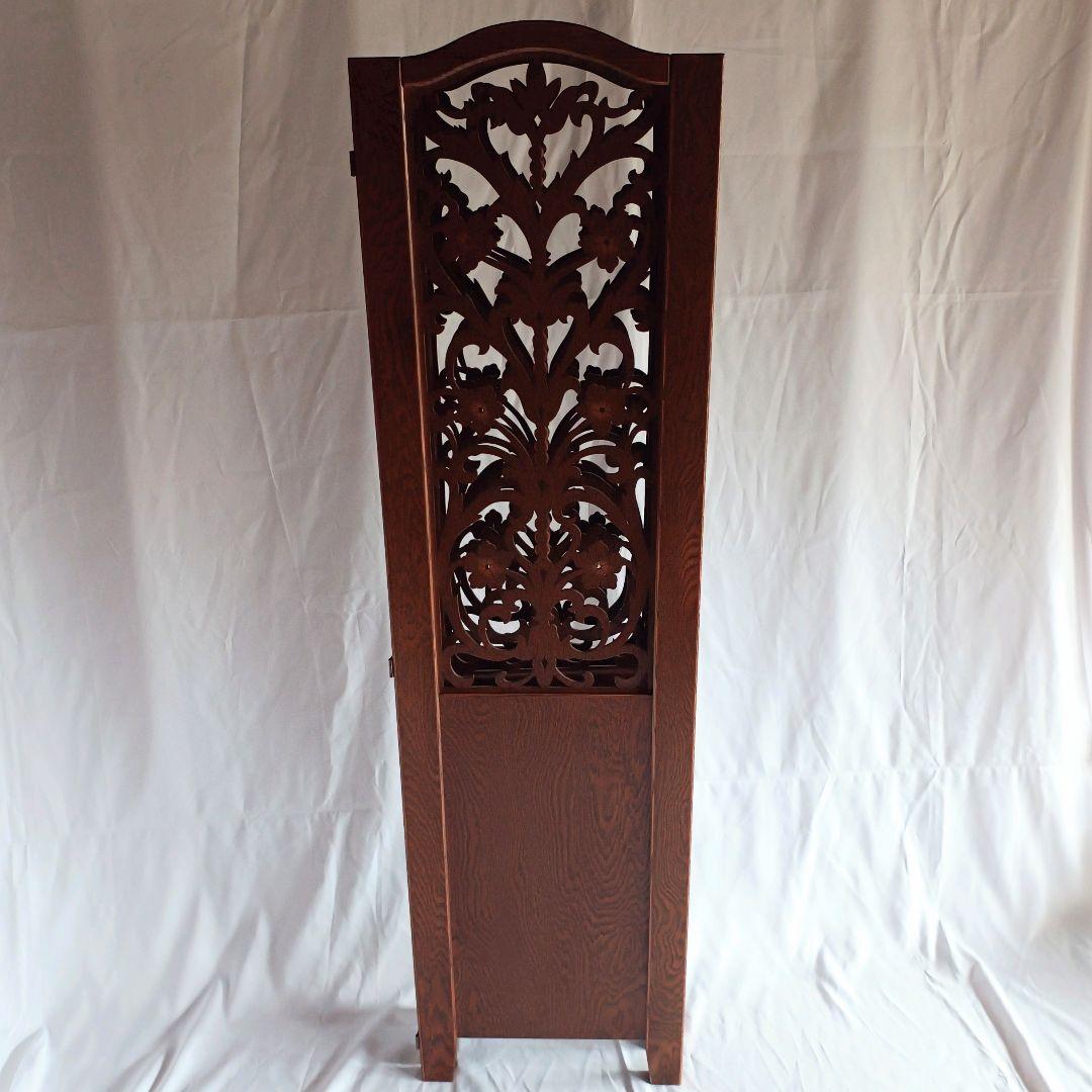 【希少】木目の美しい 花柄 パーテーション 3連 衝立 間仕切り ヴィンテージ