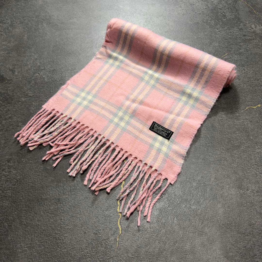 カシミア100%BURBERRYノバチェックマフラーバーバリーイングランド製