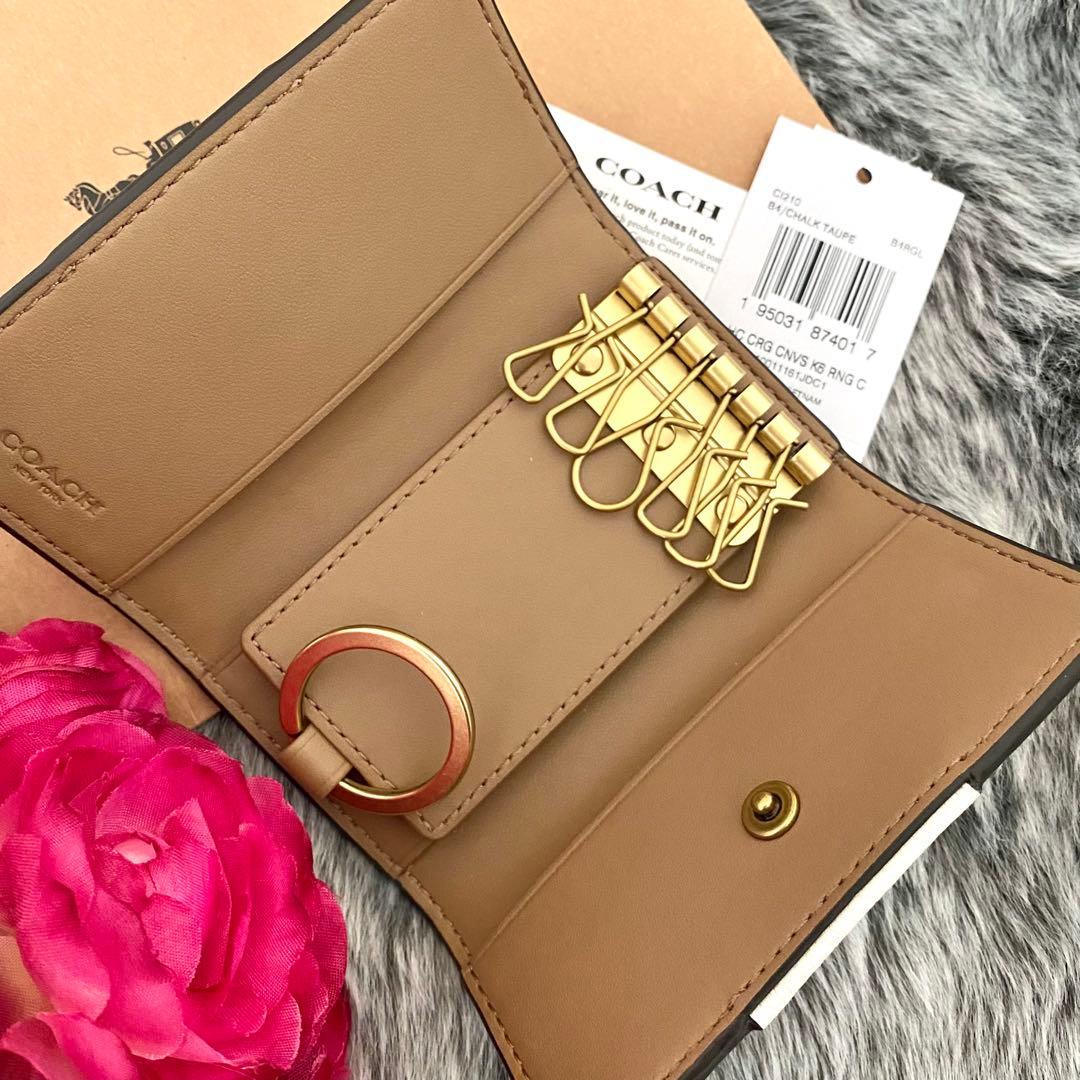 新品☆COACH コーチ　キーケース　 ホワイト　コーチロゴ　レザー